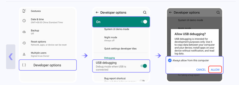 change developer options