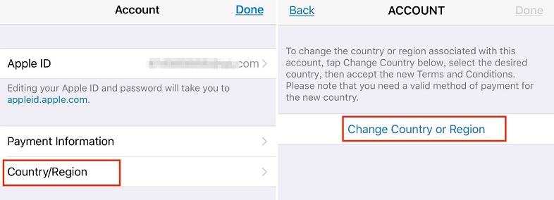 how to change app store country on iphone