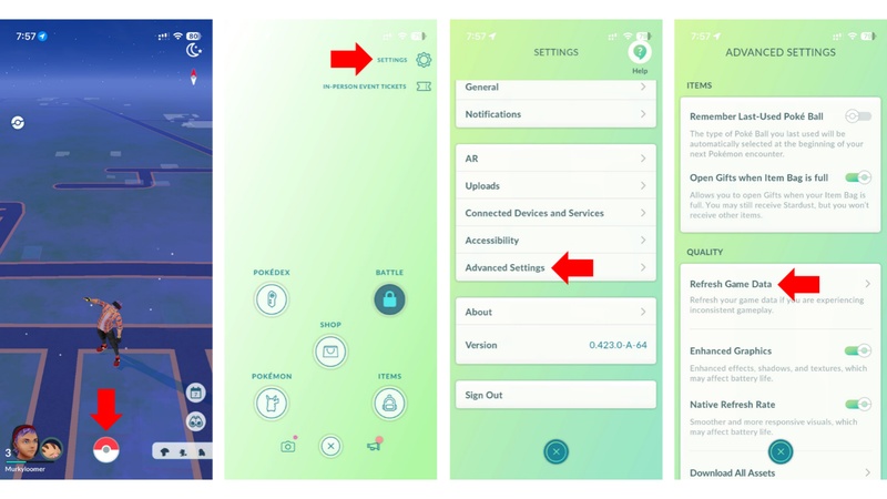 refresh pokemon go app