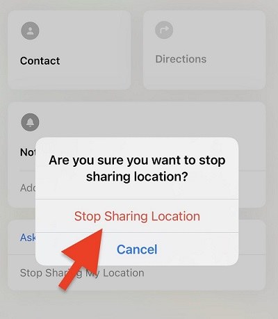 stop sharing location without notifying imessage