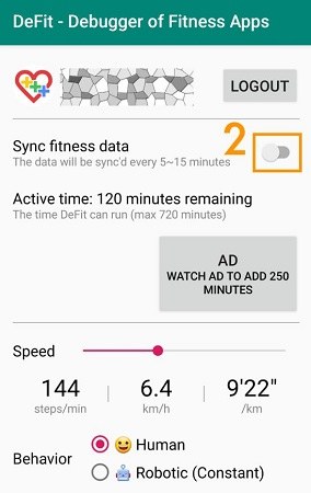 sync fitness data button