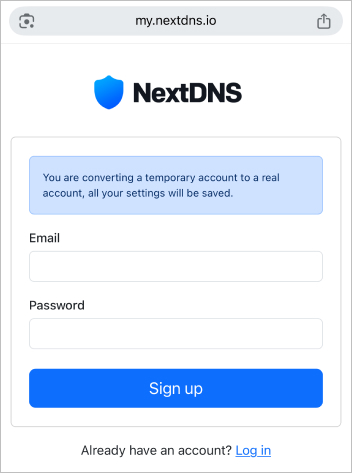 sign in NextDNS account