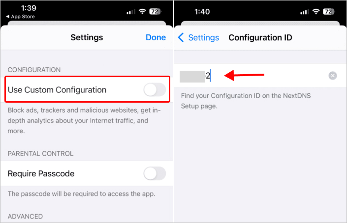 Custom Configuration id NextDNS