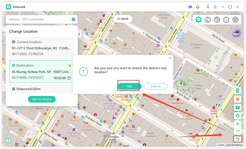restore to real location