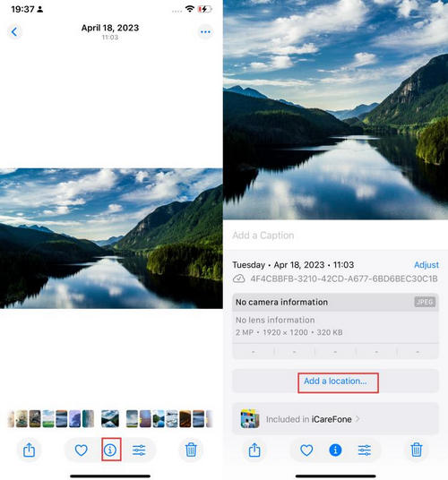 how to add location to iphone photos