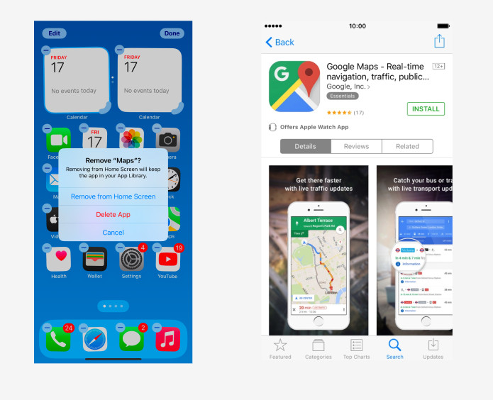 delete and reinstall google map on iphone
