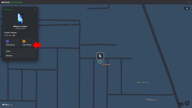 enable iphone lost mode