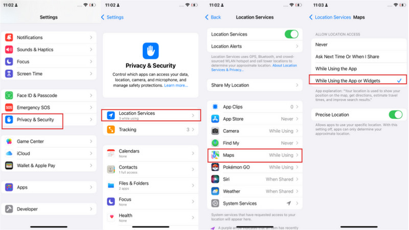 ensure iphone location services