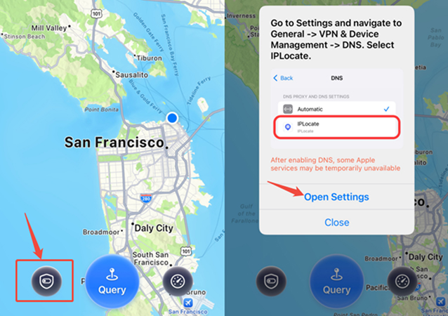 IPLocateの設定をクリック