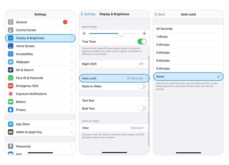 keep iphone always display