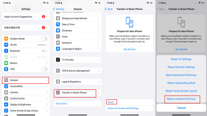 reset iphone location privacy