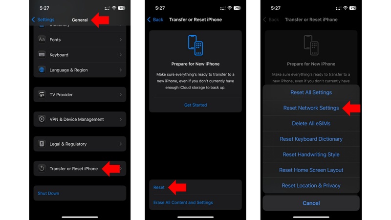 reset network setting