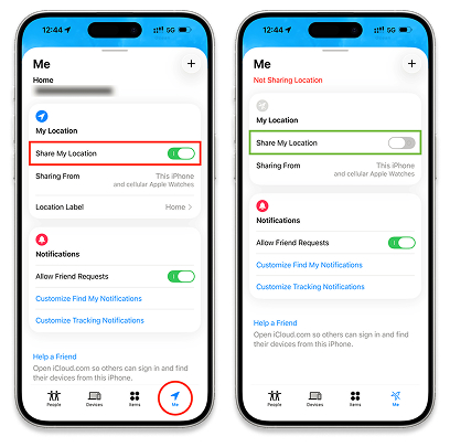 turn  off find my share location