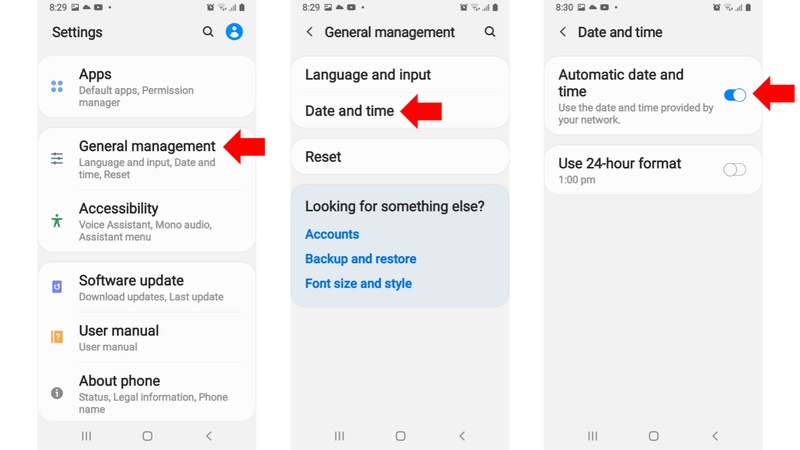 set your device timw to automatic