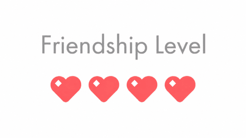 Pikmin Bloom friendship level screen showing four hearts