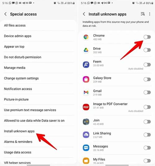 enable install unknow apps