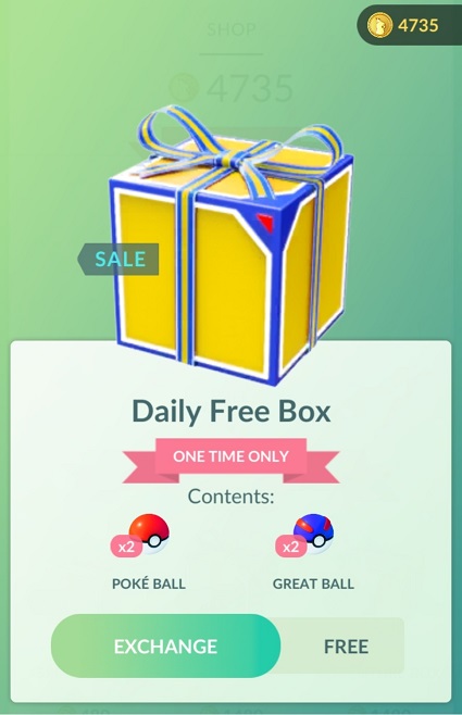 caixa gratuita diária de pokebolas no pokemon go