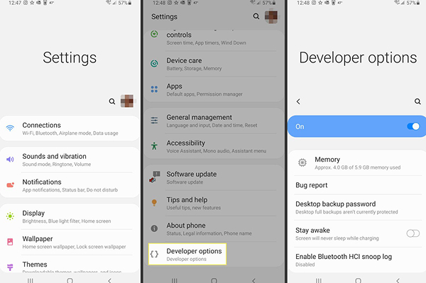 recogfigure developer option