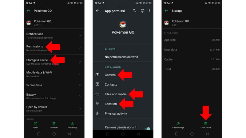 reset poekmon go cache