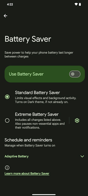 turn off battery saver android