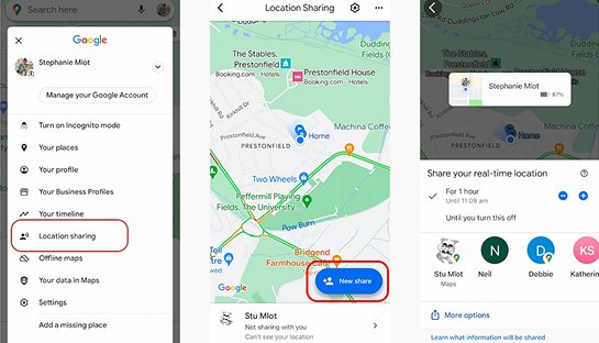 check google map sharing location