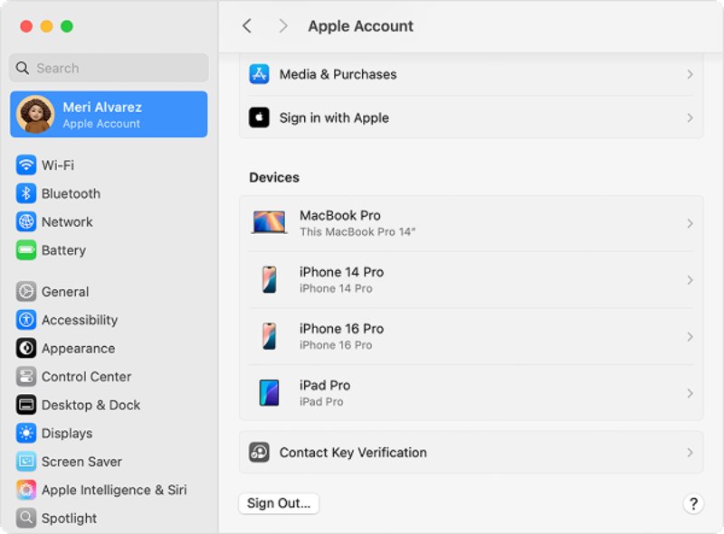check your apple id devices