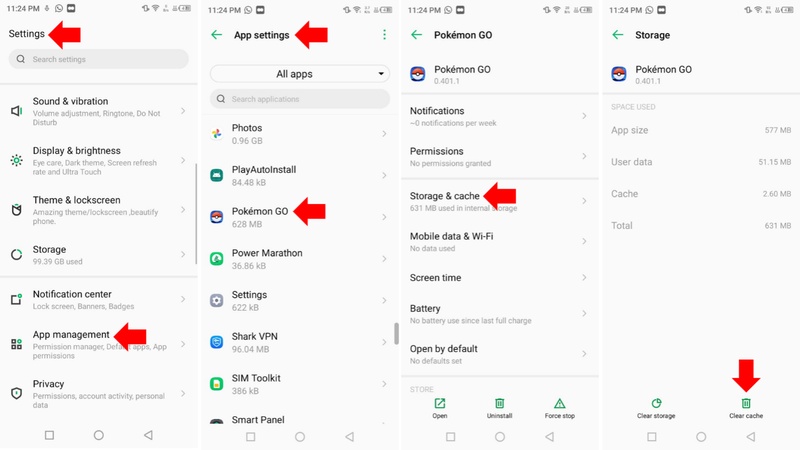 clear pokemon go cache