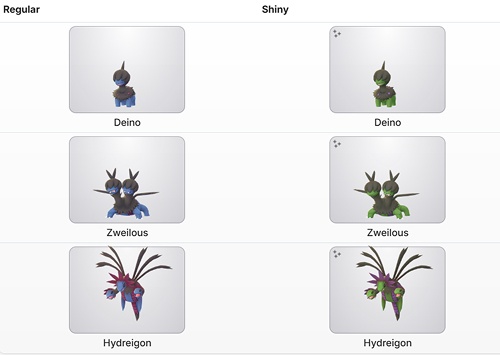 deino pokemon go shiny evolution