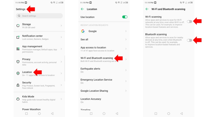 disable wifi location scanning