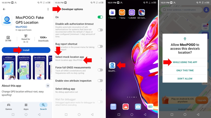how to install mocpogo on android