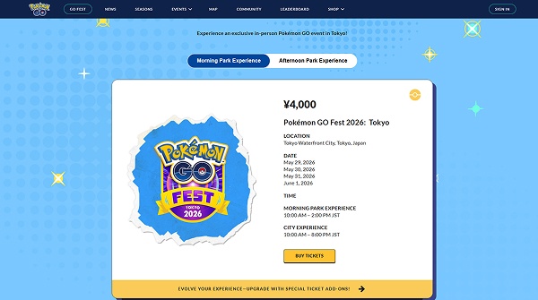 pokemon go fest 2026 tokyo ticket price