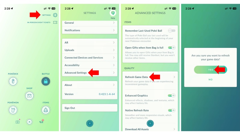 refresh pokemon go data