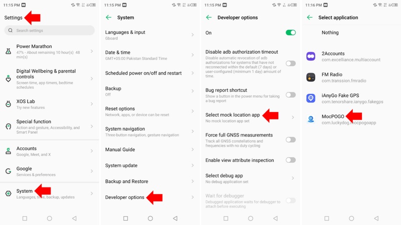 set mocpogo as mock location app
