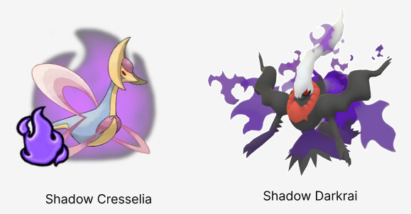 shadow cresselia and shadow darkrai pokemon go