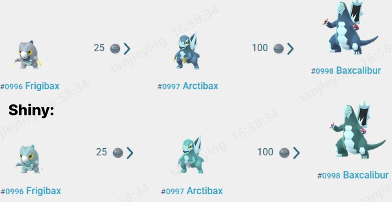 shiny frigibax pokemon go
