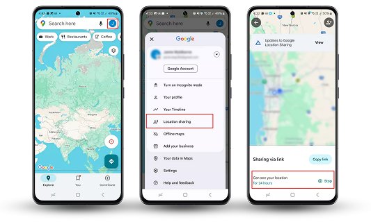stop location sharing in google map